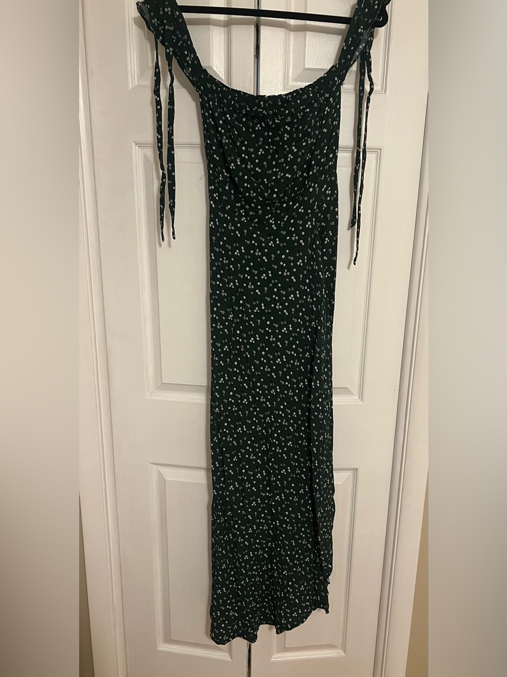 Vici Dark Green Floral Maxi Dress with White Blooms